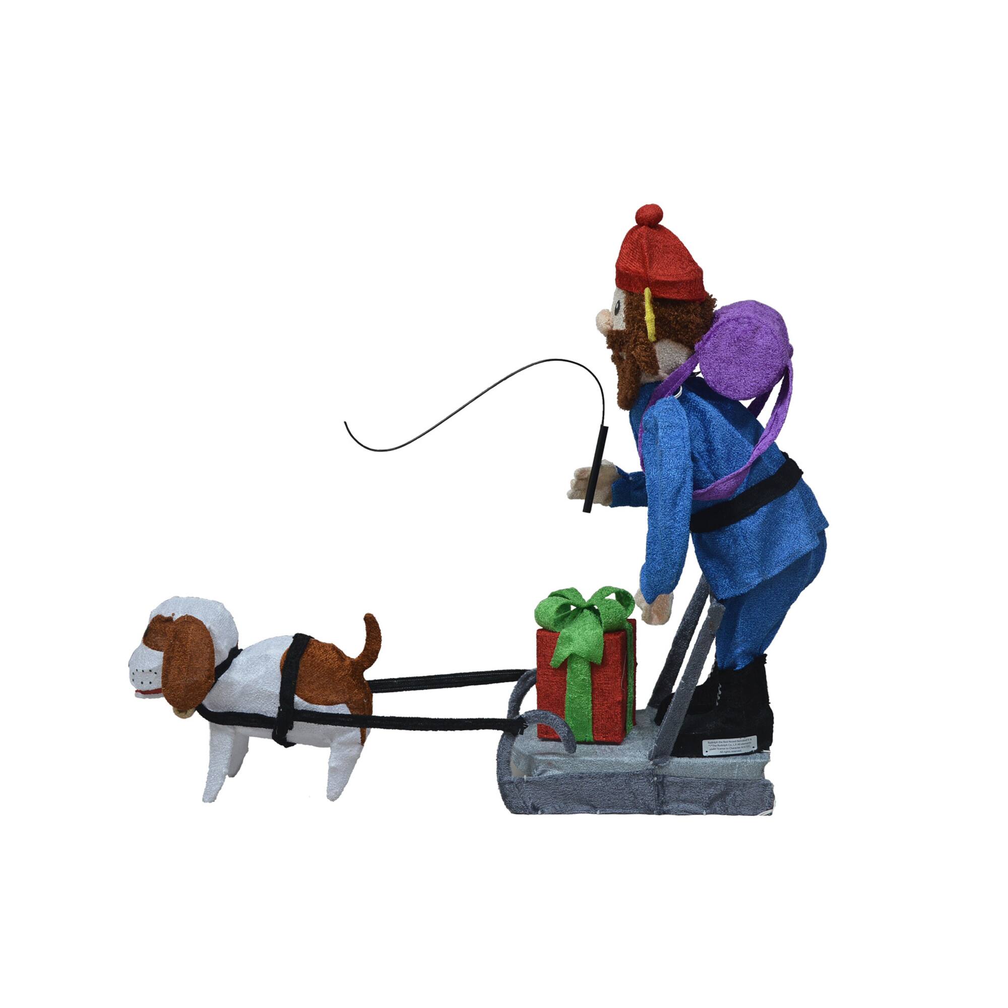 34" Rudolph the Red-Nosed Reindeer Yukon & Dog 3D Pre-Lit Yard Décor